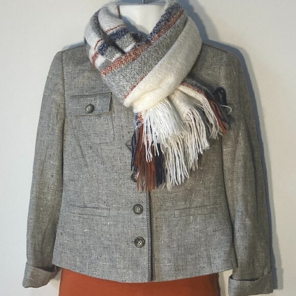 Worth SZ10 Silk Wool blend boxy tailored 4 button classic gray blazer jacket - Picture 5 of 10